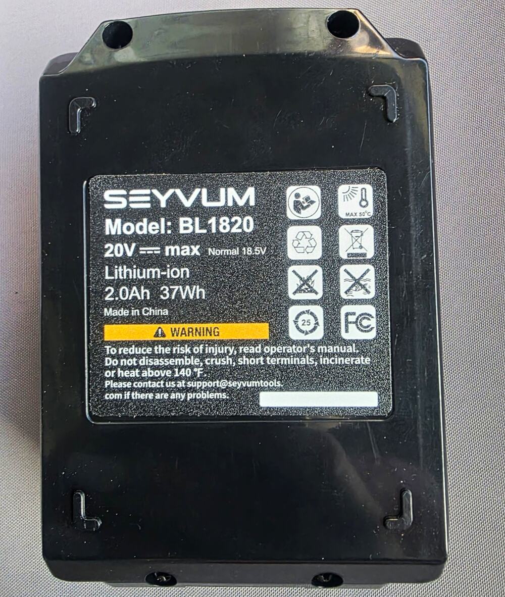 SEYVUM BL1820 20V Max 2.0Ah Lithium-Ion Power Tool Battery Pack, Black